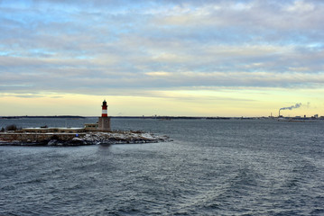 The Gulf of Finland.Lighthouse in sea near Helsinki.