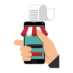 smartphone with commercial app vector illustration design