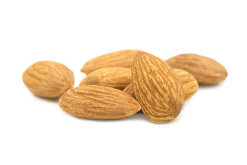 Almonds isolated on white background.