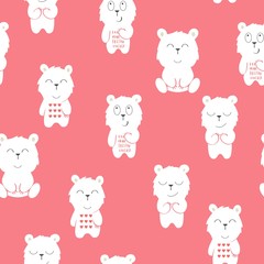 Obraz premium Vector cute seamless pattern with cartoon bear