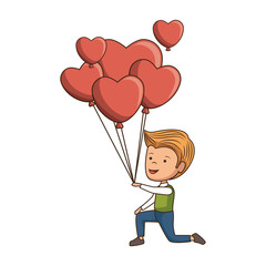 romantic man character with heart gift vector illustration design