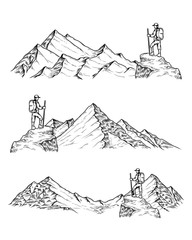 Hand drawn illustration the mountains