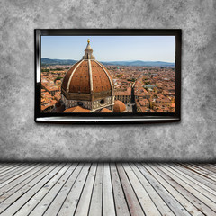 4K TV on the wall isolated