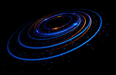 Glow effect. Glint galaxy. Abstract rotational universe. Power energy. Glare tape. Luminous ring. Neon lights cosmic abstract frame. Magic design round frame. Swirl trail effect. Elegant style.