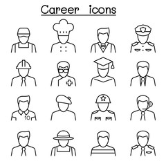 Career, Profession & Occupation icon set in thin line style