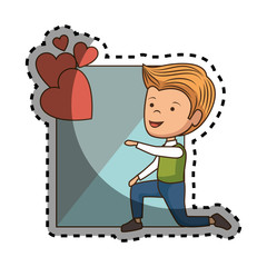 man character romantic card vector illustration design