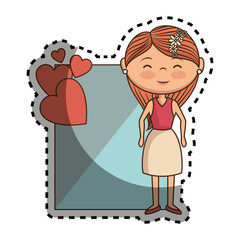woman character romantic card vector illustration design