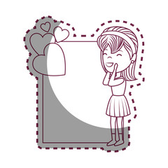 woman character romantic card vector illustration design