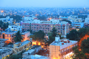 Fototapeta na wymiar BANGALORE, INDIA - Dec 14: Bangalore city is fifth largest urban area in India on December 14, 2015.