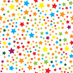 Vector seamless pattern with colorful stars. Isolated on white background. You can use this ornament for printing on textile or gift wrap and wallpapers.
