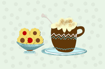 cappuccino con panna e pasticcini