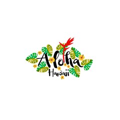 Aloha Hawaii Creative Vector Design Element. Palm leaves