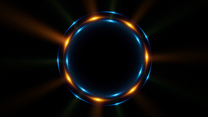 Abstract neon background. luminous swirling. Glowing spiral cover. Black elegant. Halo around. Power isolated. Sparks particle. Space tunnel. Glossy jellyfish. LED color ellipse. Glint glitter