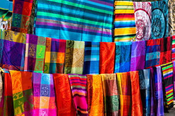 Multicolored Mexican Textiles - 140356566