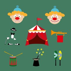 the attributes of a circus set. vector illustration