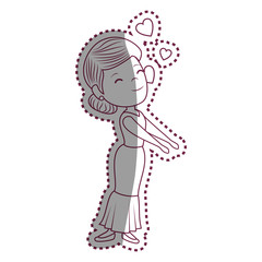 beautiful woman with hearts love avatar character vector illustration design