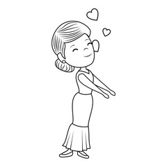 beautiful woman with hearts love avatar character vector illustration design