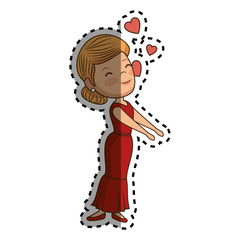beautiful woman with hearts love avatar character vector illustration design