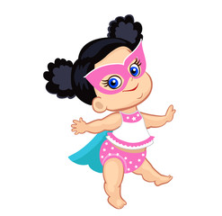 Illustration Super Hero Baby Girl. Vector illustration isolated on white background.