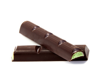 Chocolate candies isolated on white background.