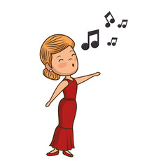 beautiful woman sing avatar character vector illustration design