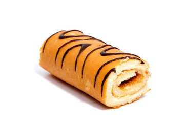biscuit Swiss roll isolated on white background