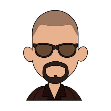 man with sunglasses and beard cartoon icon image vector illustration design