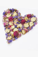 Decorative heart of flowers on a white background