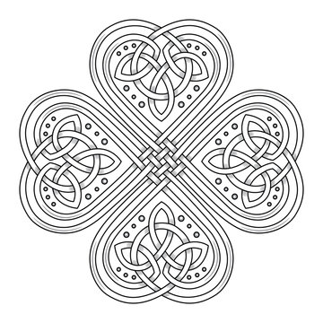 Lucky Four Leaf Clover In The Celtic Style