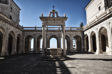 Montecassino Abbey, religious and historic destination in Cassino. Italy - obrazy, fototapety, plakaty