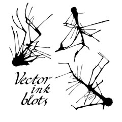 vector black ink splashes on white background