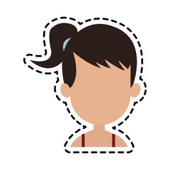woman with ponytail cartoon icon image vector illustration design