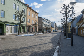 Street in Vanersborg city in winter