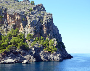Fototapeta na wymiar Beautiful bay in Torrent de Pareis with Endless Horizon, North of Mallorca,Europe