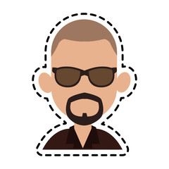 man with sunglasses and beard cartoon icon image vector illustration design