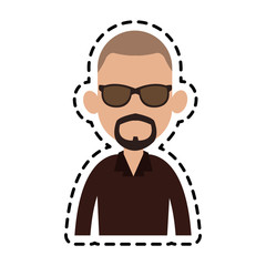 man with sunglasses and beard cartoon icon image vector illustration design