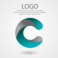Vector abstract logo. Turquoise circle concept. Letter C
