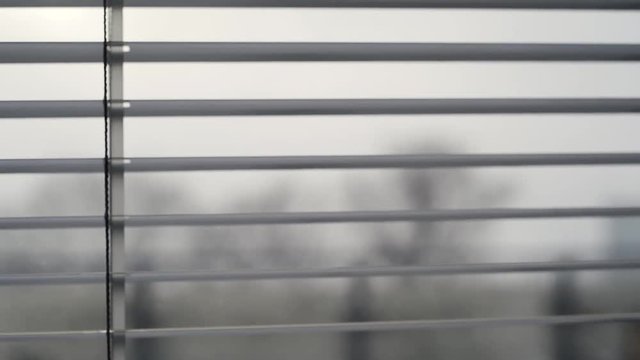 Jalousie blinds closeup detail foggy window view