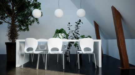 Modern stylish white dining suite