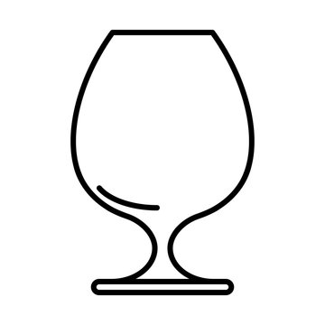 Icon of cognac glass black contour on white background of vector illustration
