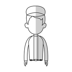 man wearing a cap cartoon icon over white background. vector illustration