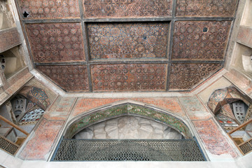 Decorated ceiling of Hasht Behesht palace, Isfahan, Iran