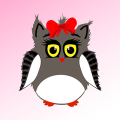 female furry owl pink background gradient vector