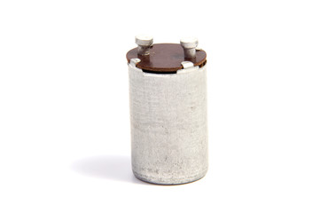 Group of capacitors isolated on white background.