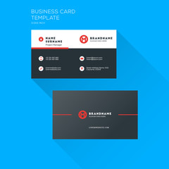 Corporate business card print template. Personal visiting card with company logo. Clean flat stationery design. Vector Illustration