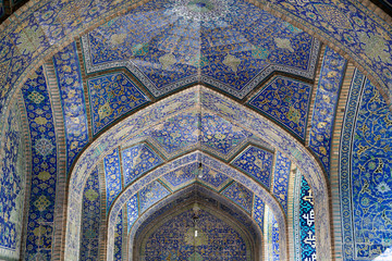 Imam mosque decorated interiors, Isfahan, Iran - 140365153