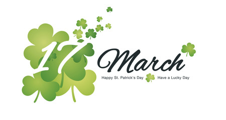 March 17 Saint Patrick's Day logo white background