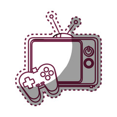 retro tv with videogame control isolated icon vector illustration design