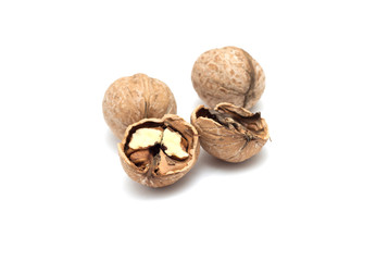 Walnuts isolated on white background