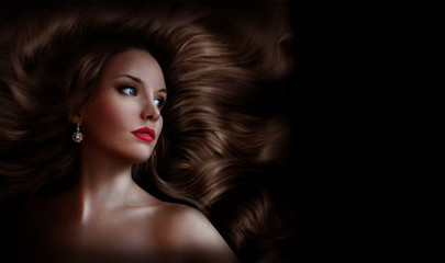 Beautiful girl with long shiny hair.
